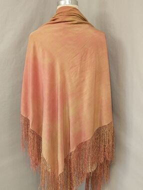 Antique 1920s Piano Shawl Hand Dyed Pink & Gold Flapper Gatsby Roaring Twenties
